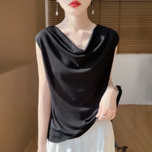 Summer New Knitted Woven Knitted Shirt with Swinging Neck