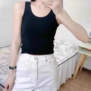 New summer outerwear and undershirt with concealed breast and sleeveless white knit base top
