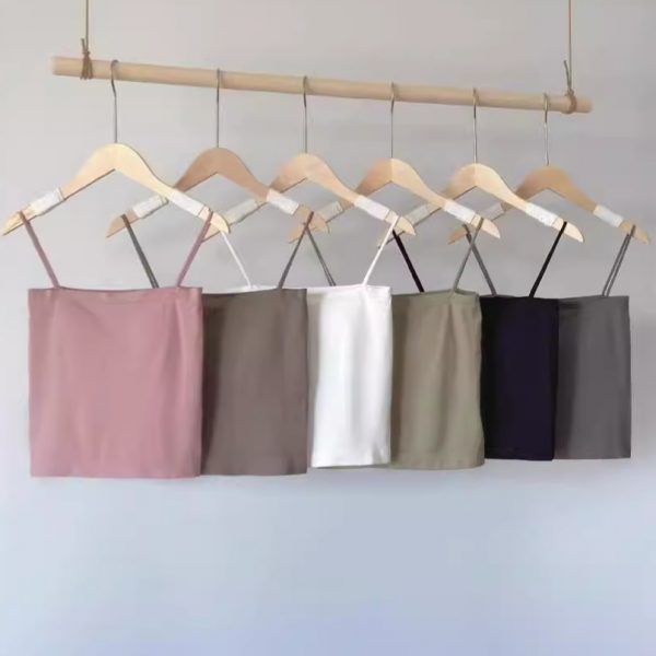 Solid Color Lazy Style Cami One-Shoulder Summer Bodysuit with Built-In Cups, Fashionable and Versatile for Layering or Wearing Alone