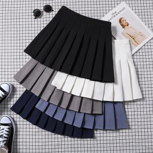 New high waisted black A-line short skirt