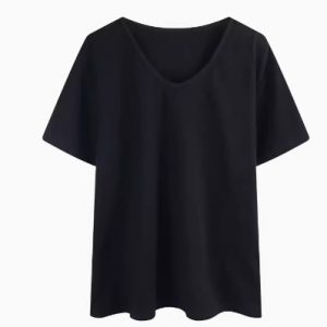 White V-neck shoulder versatile short sleeved t-shirt