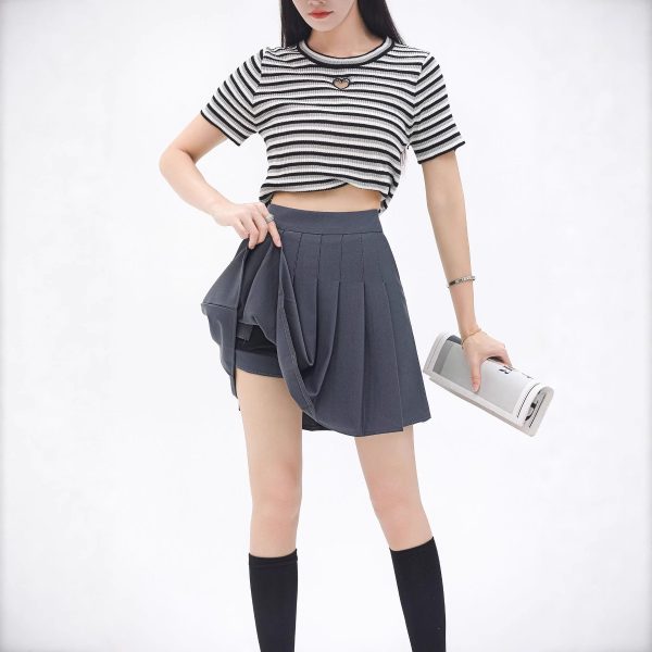 College Style Pleated Skirt for Women - Summer White Short Skirt, Japanese High-Waisted A-Line Design, Flattering Plus Size Option