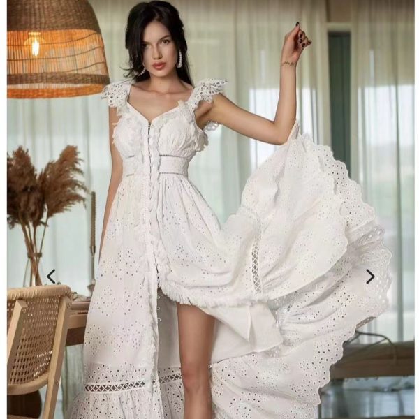White lace hollow lace dress
