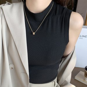 Round Neck Ribbed Tank Top for Women - Sleeveless Camisole to Hide Side Boobs, Outerwear and Layering Top
