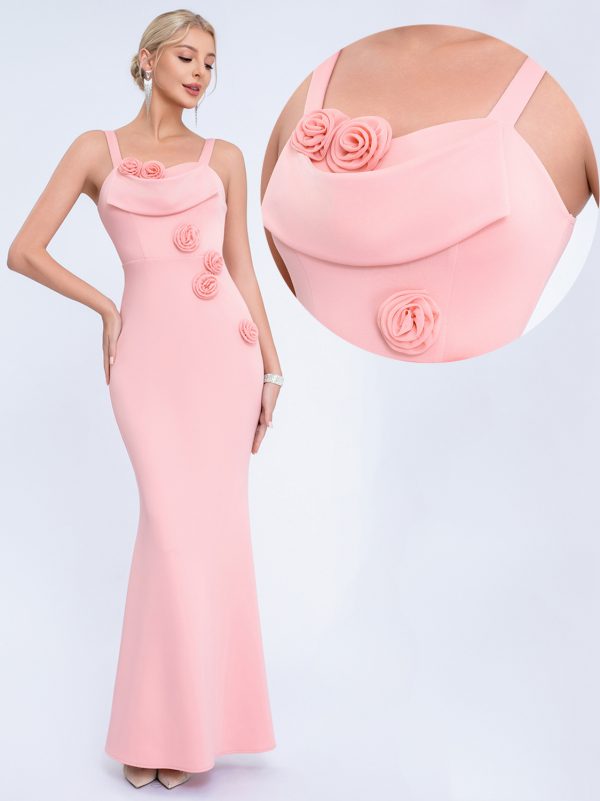 Rose sexy socialite suspender dress, wedding bridesmaid dress